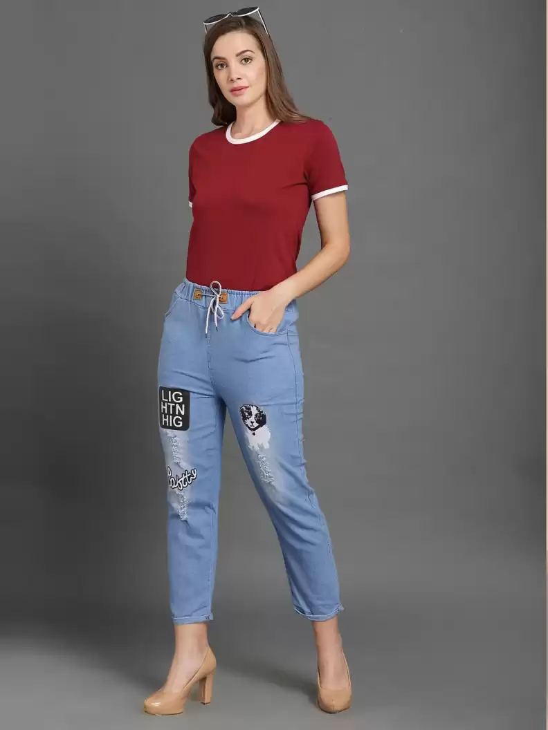 TANDUL  Jogger Fit Women Light Blue Jeans