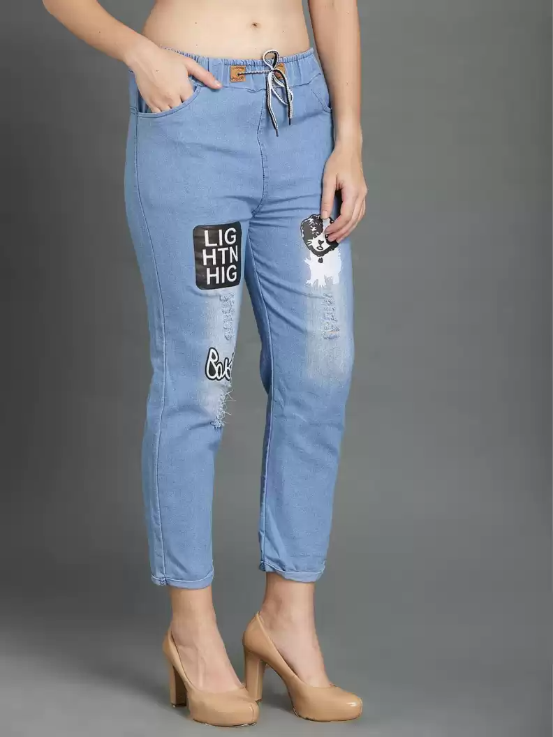 TANDUL  Jogger Fit Women Light Blue Jeans