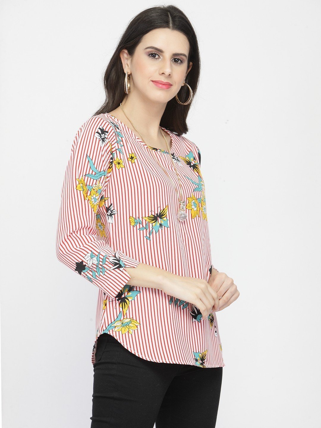 ZARVEY Casual Regular Sleeve Floral Print Women Multicolor Top