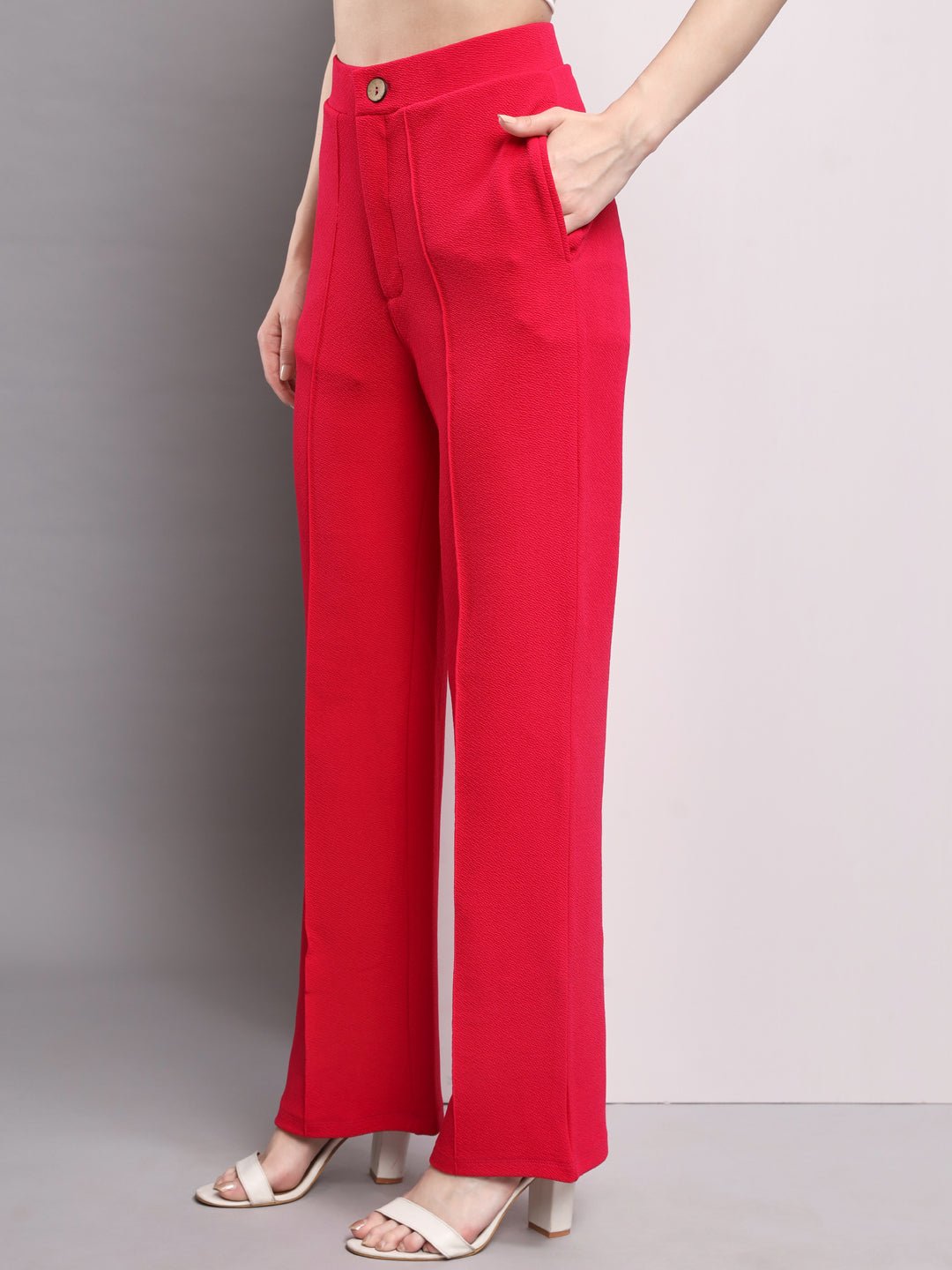 Stacked Flame Women Regular Fit Pink Lycra Blend Trousers