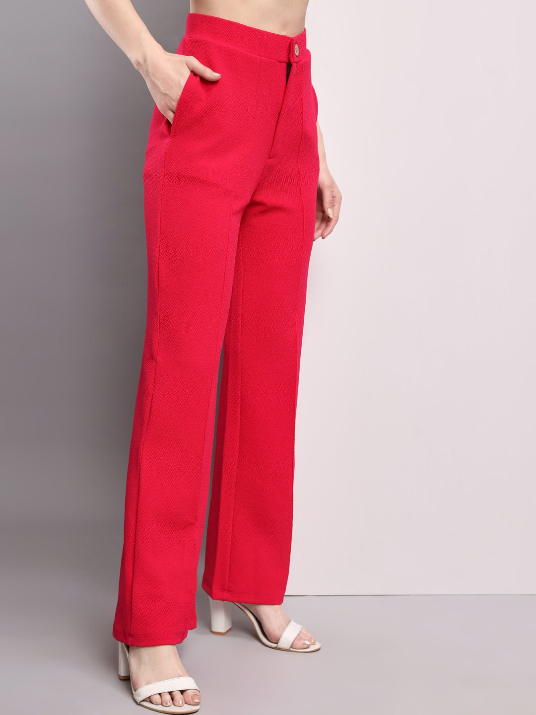 Stacked Flame Women Regular Fit Pink Lycra Blend Trousers