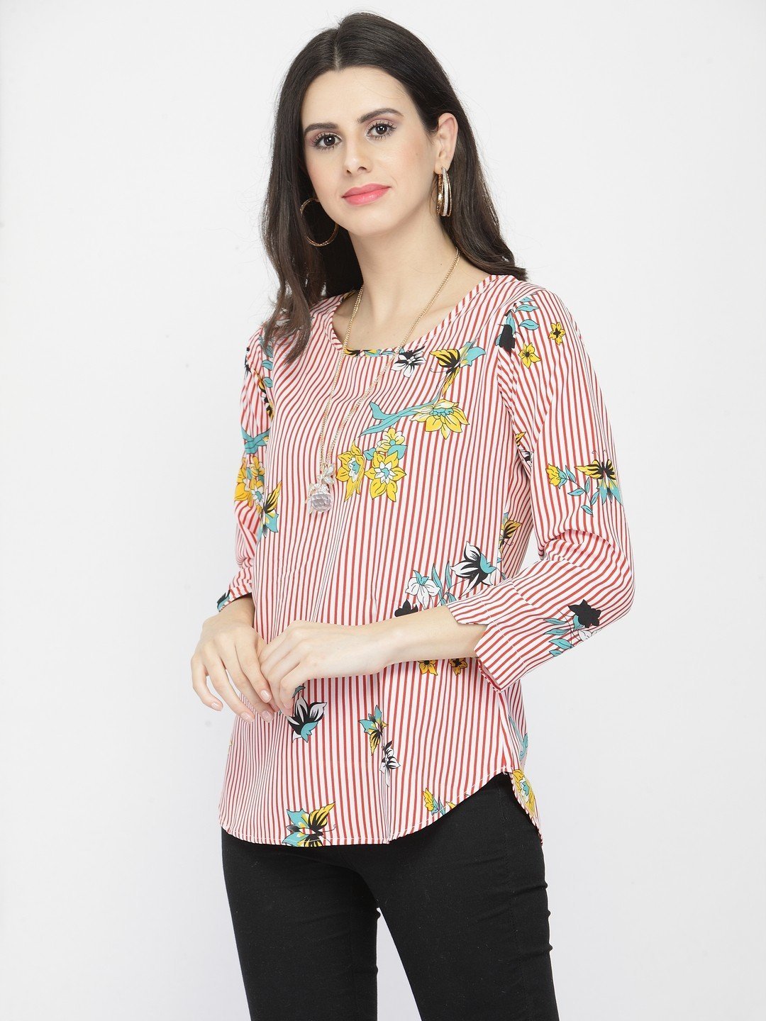 ZARVEY Casual Regular Sleeve Floral Print Women Multicolor Top