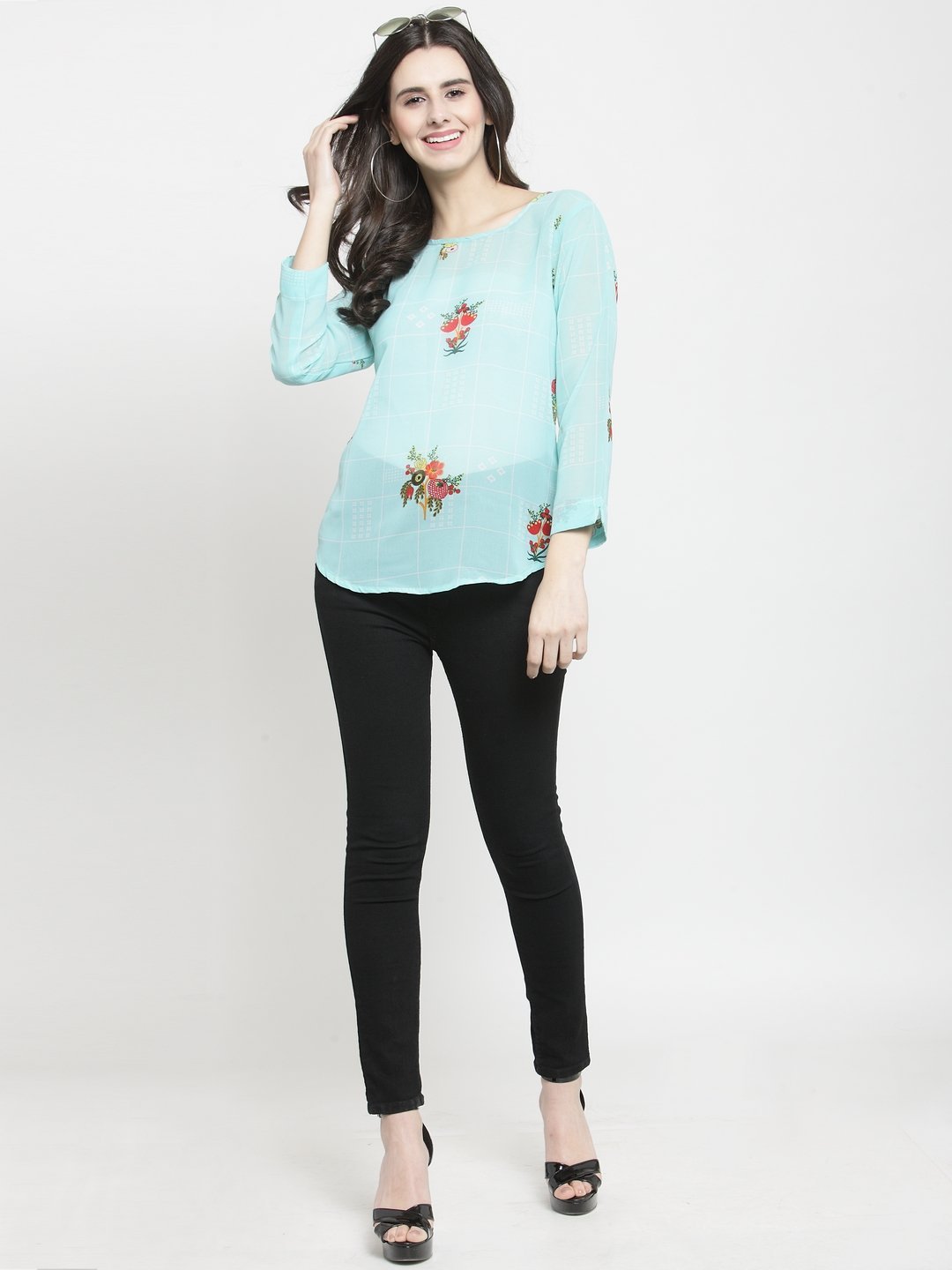 ZARVEY Casual Regular Sleeve Floral Print Women Multicolor Top