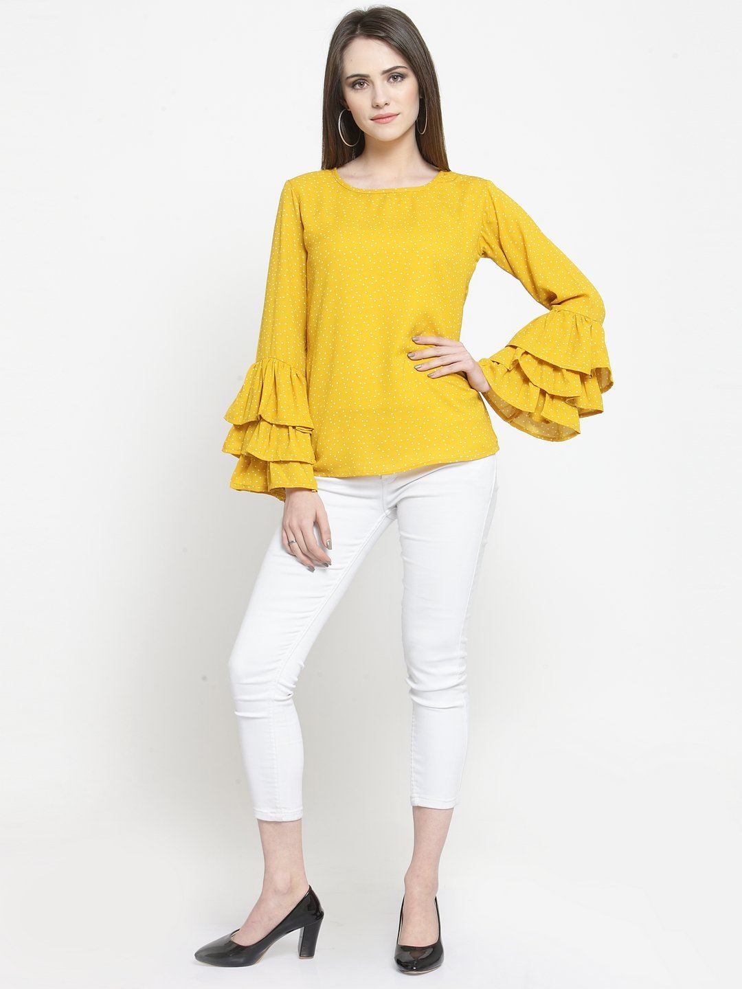 ZARVEY Casual Layered Sleeve Printed Women Multicolor Top