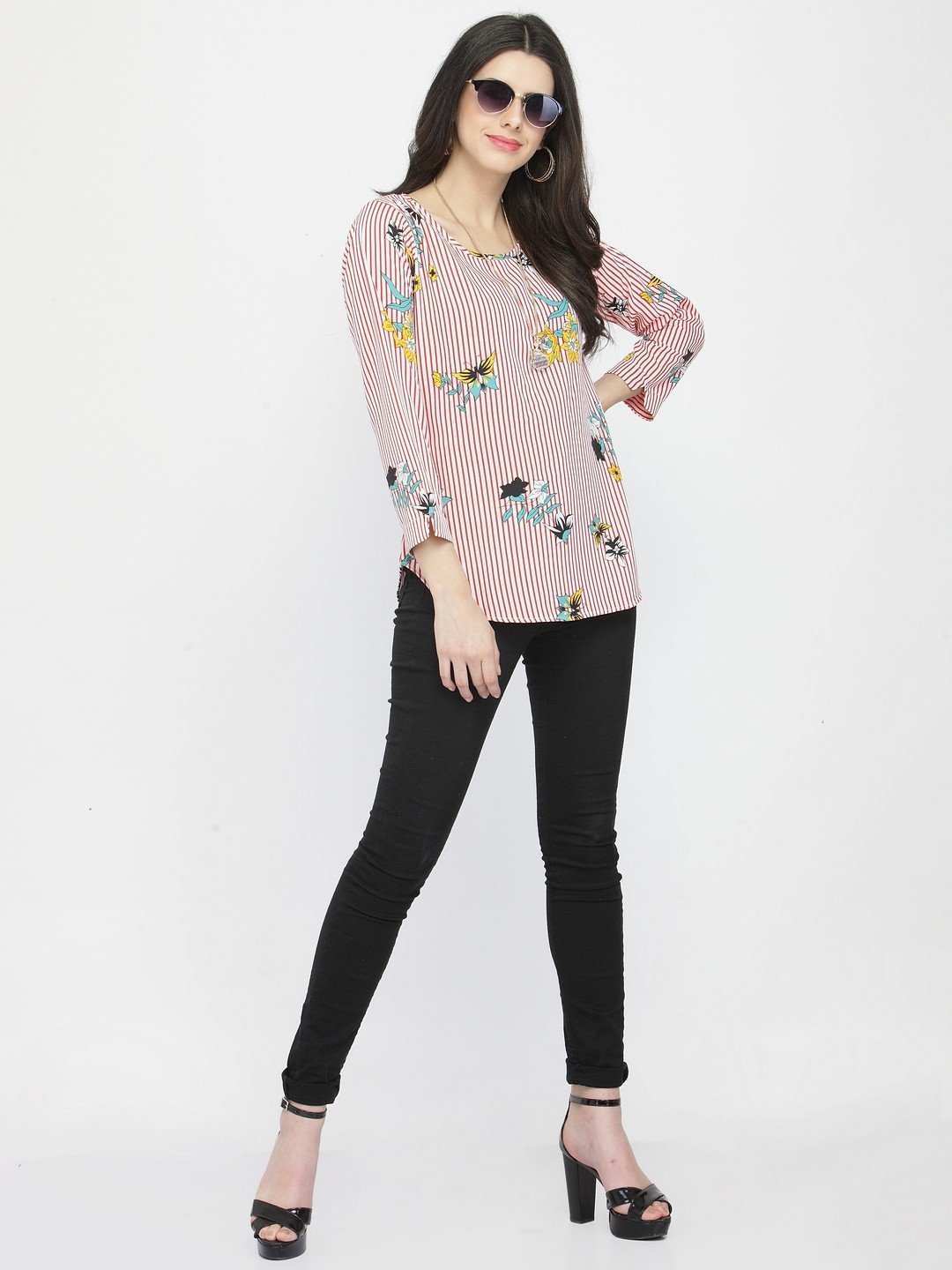 ZARVEY Casual Regular Sleeve Floral Print Women Multicolor Top