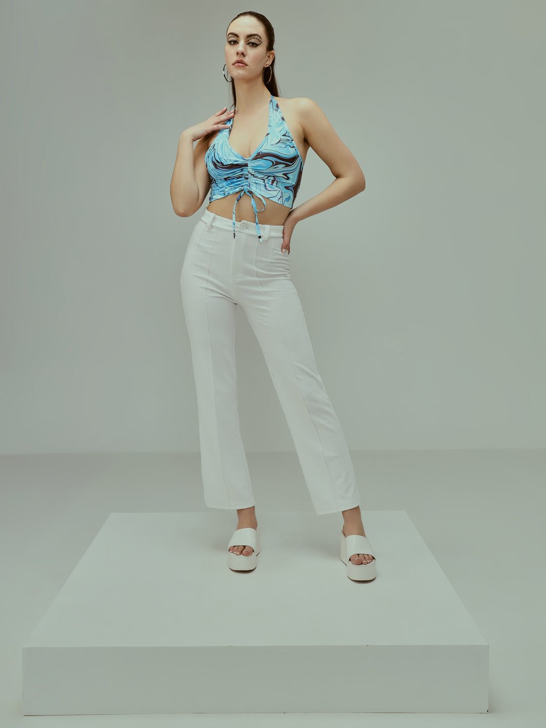 Stacked Flame Casual Sleeveless Printed Women Multicolor Top