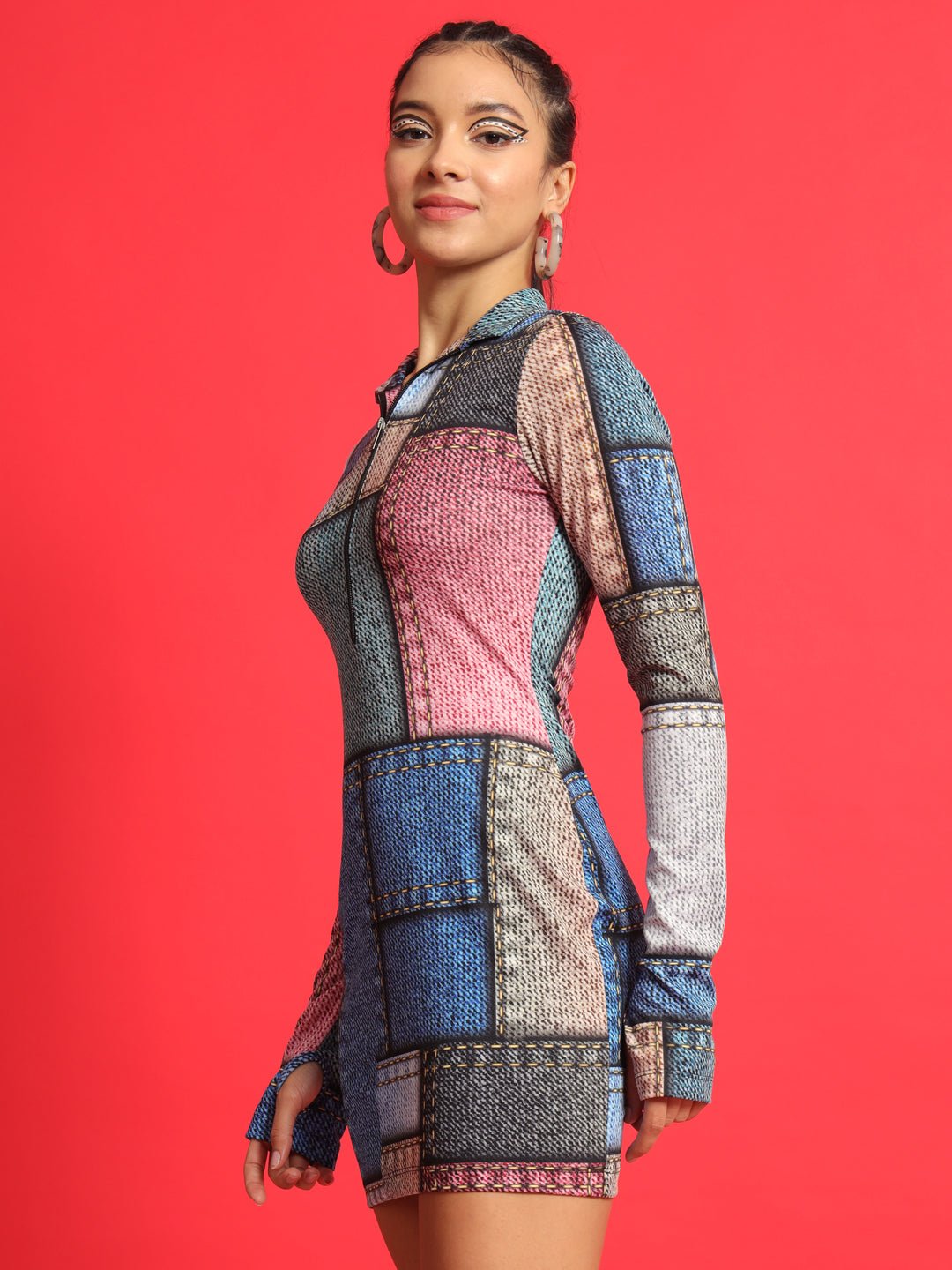 Stacked Flame Women Bodycon Multicolor Dress