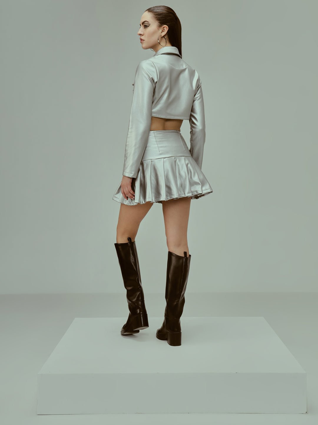 TANDUL Women Two Piece Dress Silver Dress