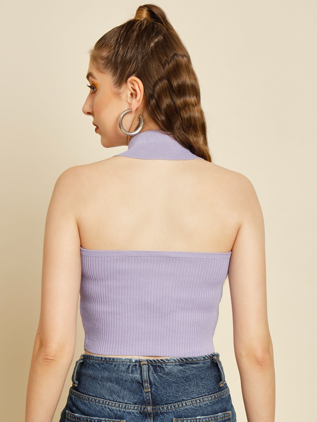 Stacked Flame Casual Regular Sleeves Solid Women Purple Top