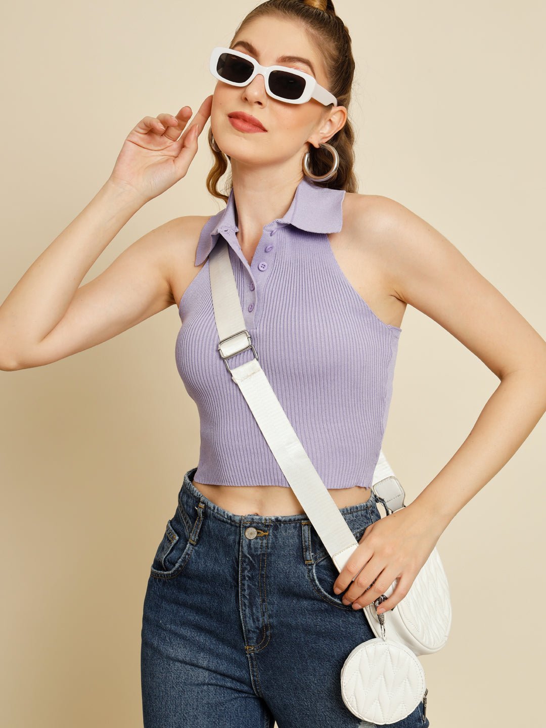 Stacked Flame Casual Regular Sleeves Solid Women Purple Top