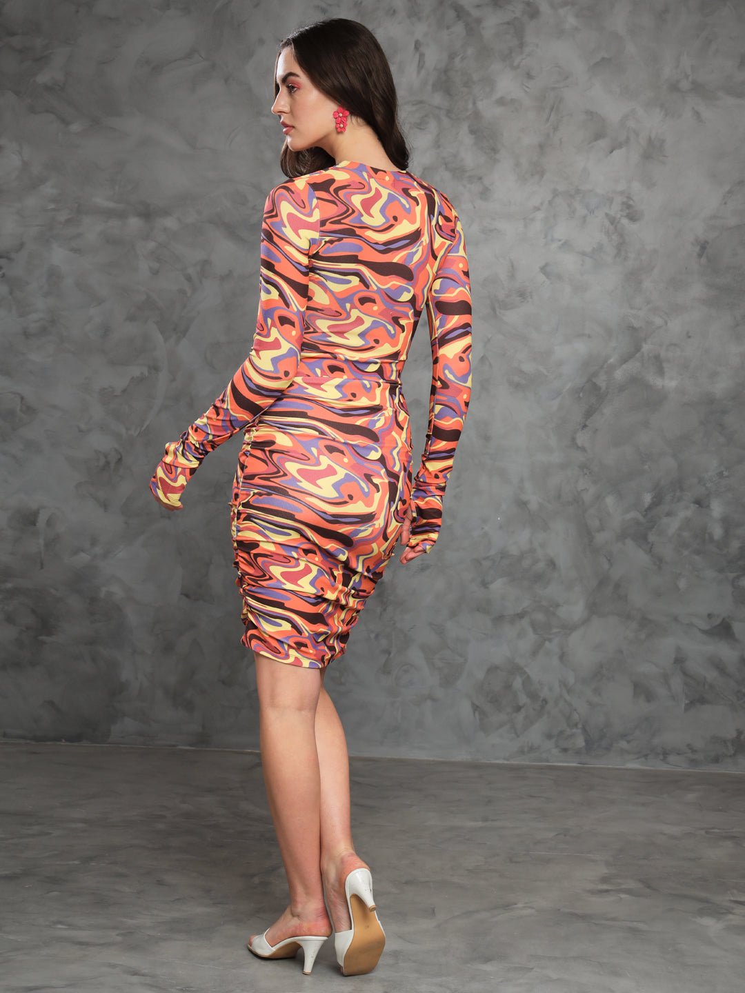 Stacked Flame Women Bodycon Multicolor Dress