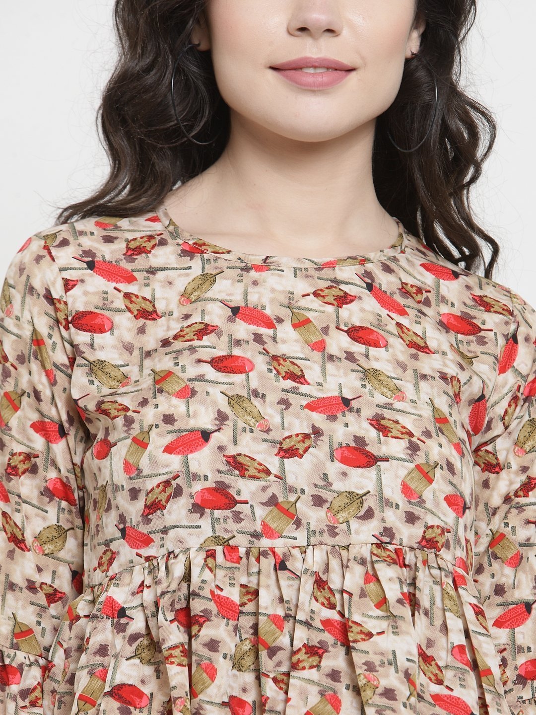 ZARVEY Casual Bell Sleeve Printed Women Multicolor Top