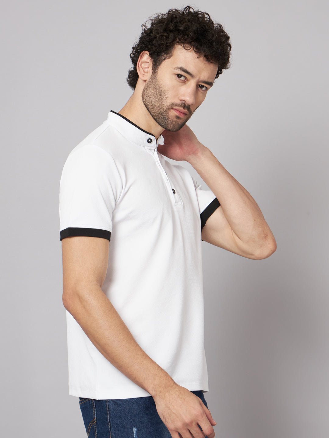 Men Printed Stylised Neck Elastane Multicolor T-Shirt