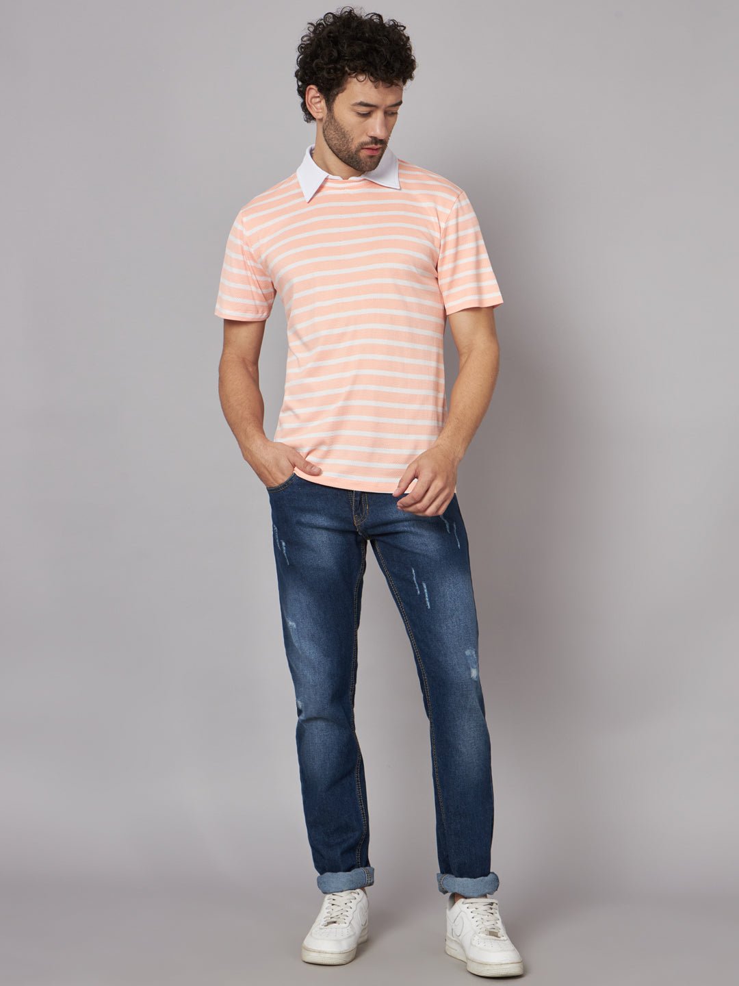 Men Printed Stylised Neck Elastane Multicolor T-Shirt