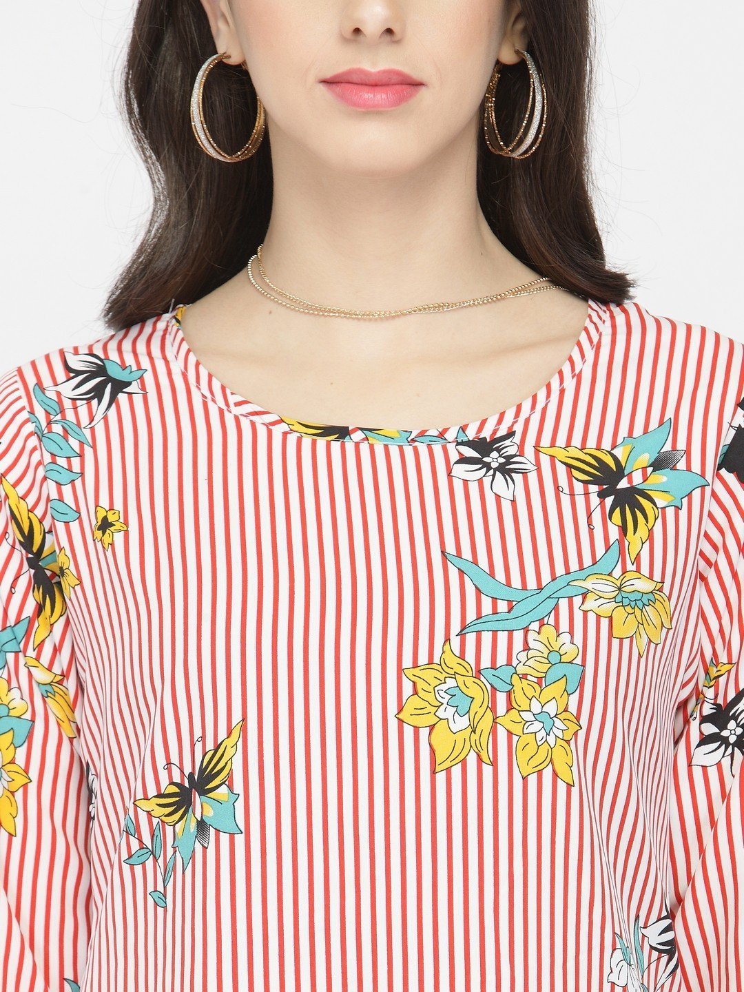 ZARVEY Casual Regular Sleeve Floral Print Women Multicolor Top