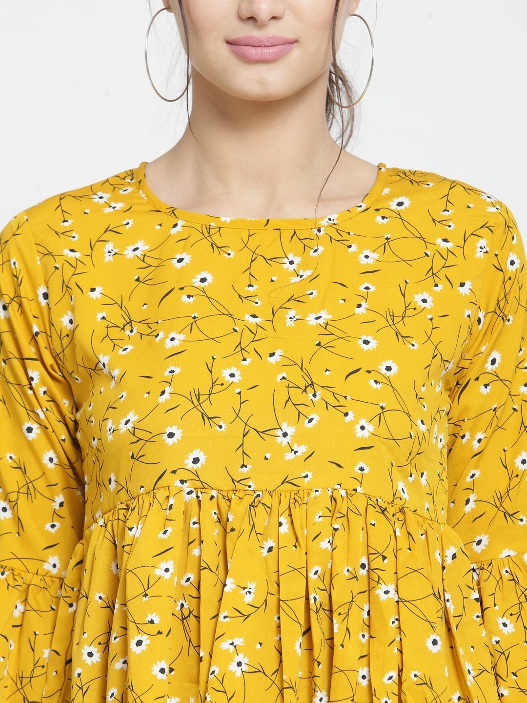 ZARVEY Casual Bell Sleeve Printed Women Multicolor Top