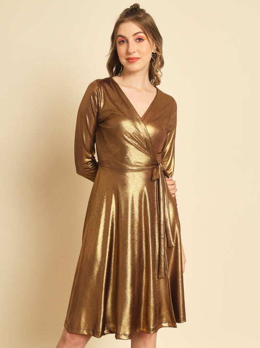 Stacked Flame Women A-line Gold Dress