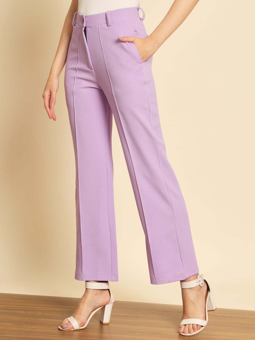 Stacked Flame Women Regular Fit Purple Lycra Blend Trousers