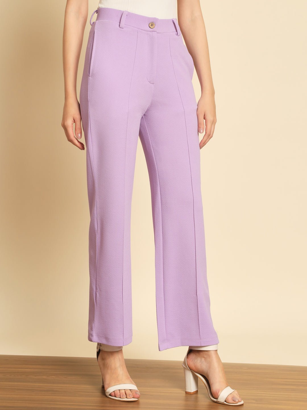 Stacked Flame Women Regular Fit Purple Lycra Blend Trousers