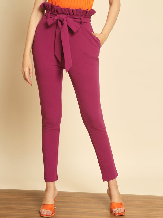 Stacked Flame Women Regular Fit Pink Lycra Blend Trousers