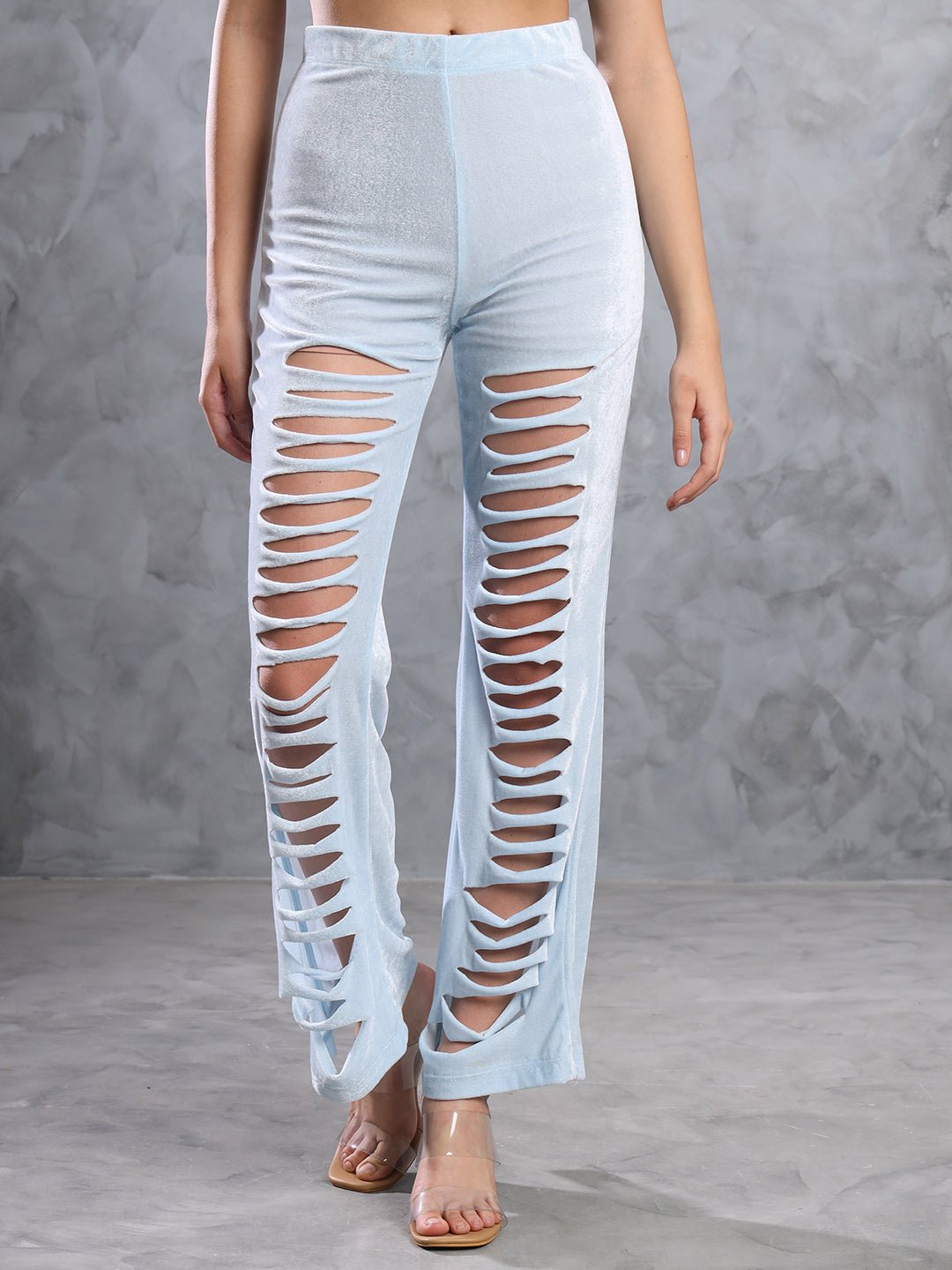 Stacked Flame Women Two Piece Dress Light Blue Dress