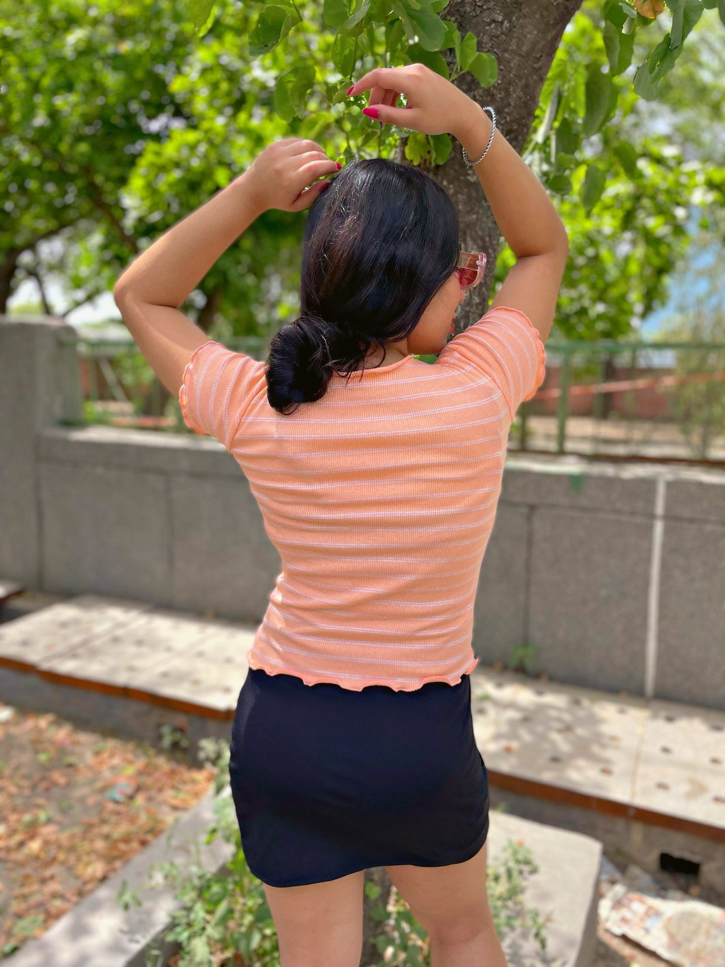 TANDUL  Casual Regular Sleeves Striped Women Pink Top