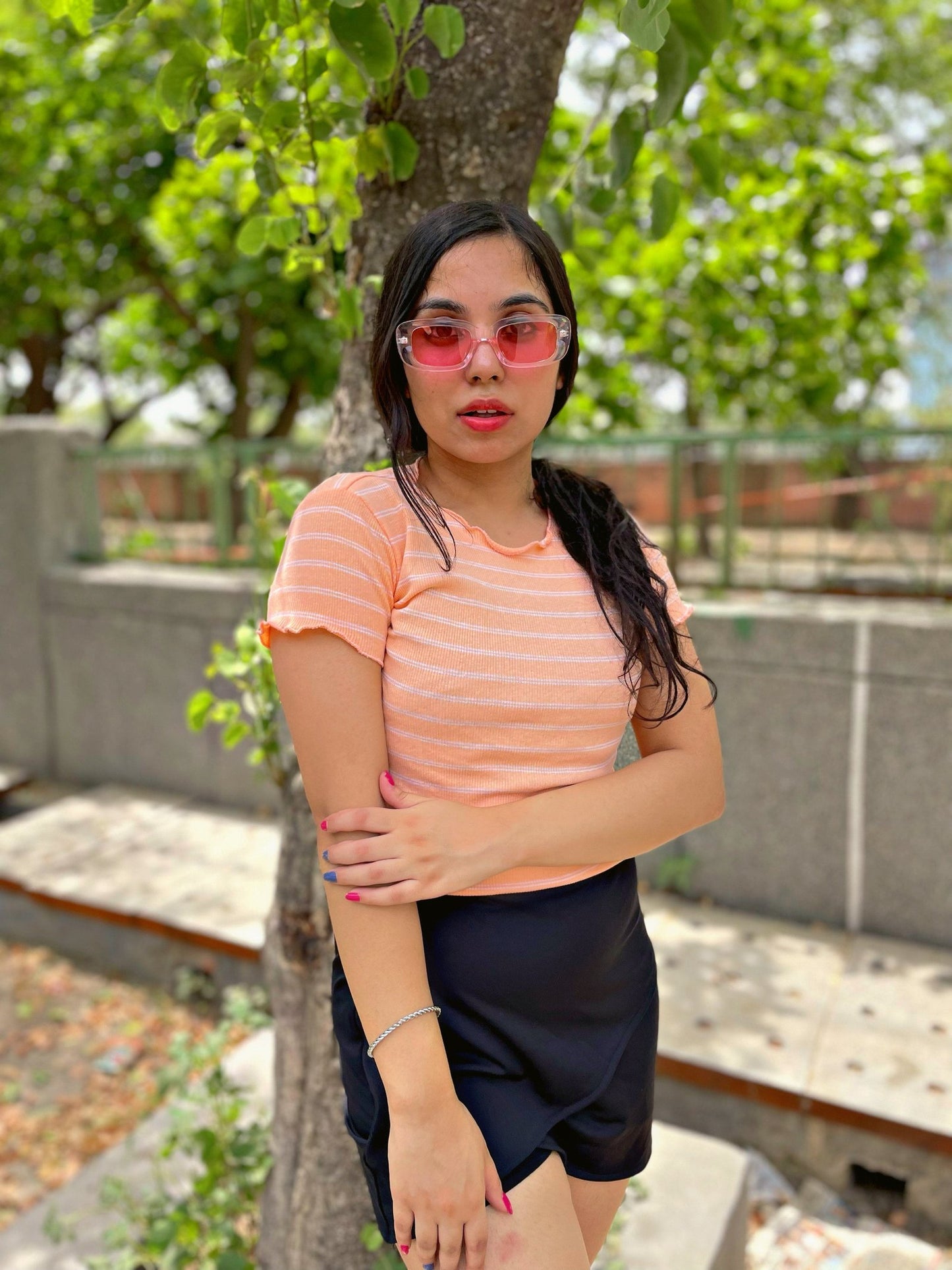 TANDUL  Casual Regular Sleeves Striped Women Pink Top