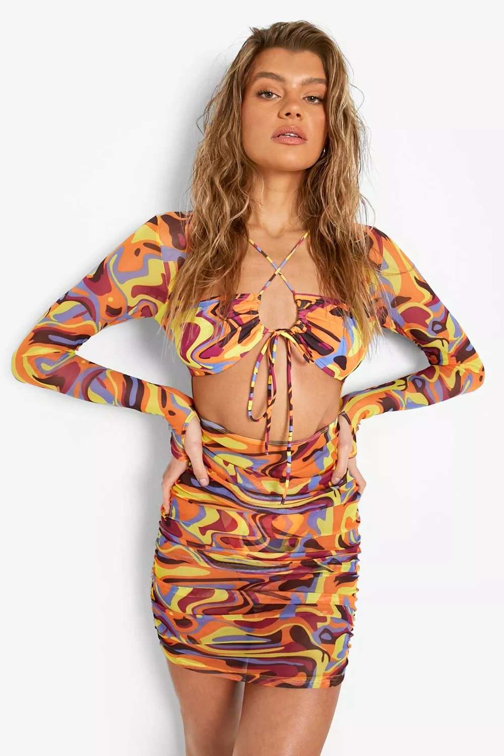 Stacked Flame Women Co-ords Multicolor Dress