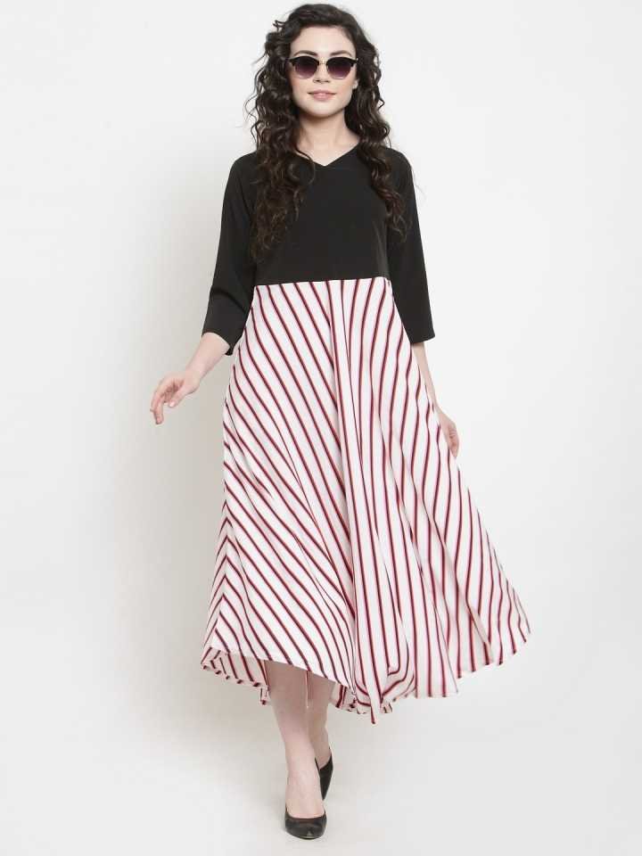 Stacked Flame  Women Fit and Flare Multicolor Dress