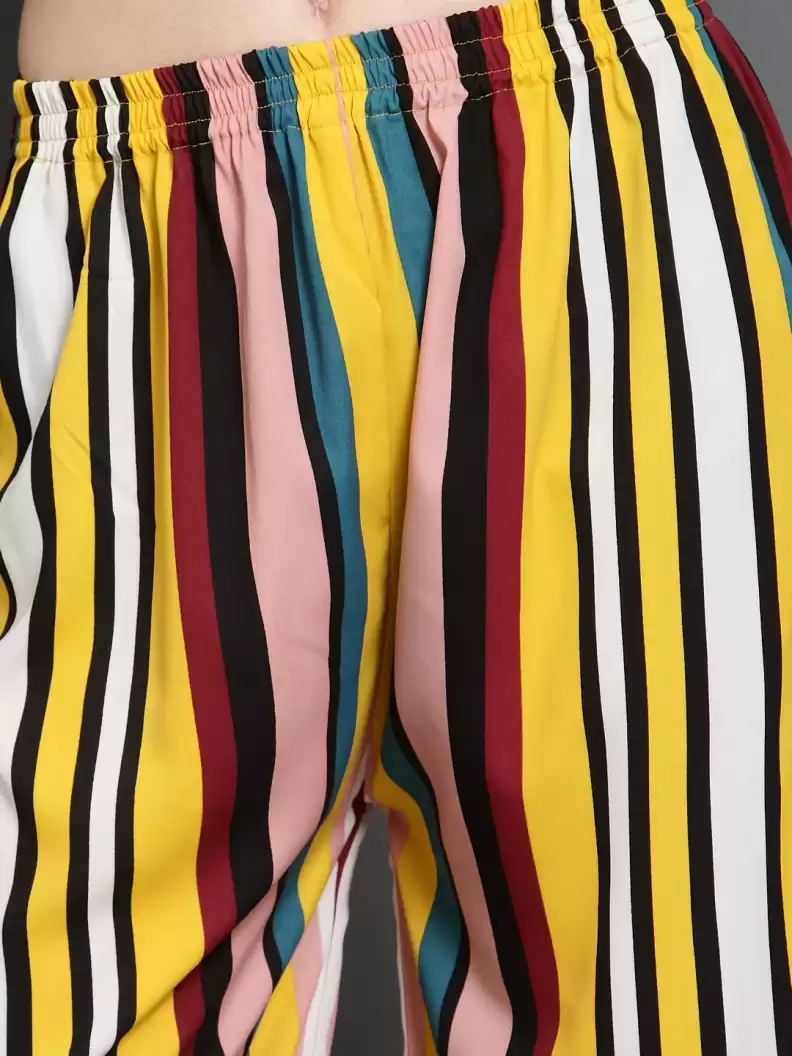 Stacked Flame Regular Fit Women Multicolor Crepe Trousers