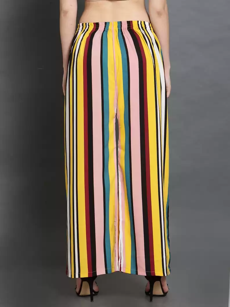 Stacked Flame Regular Fit Women Multicolor Crepe Trousers