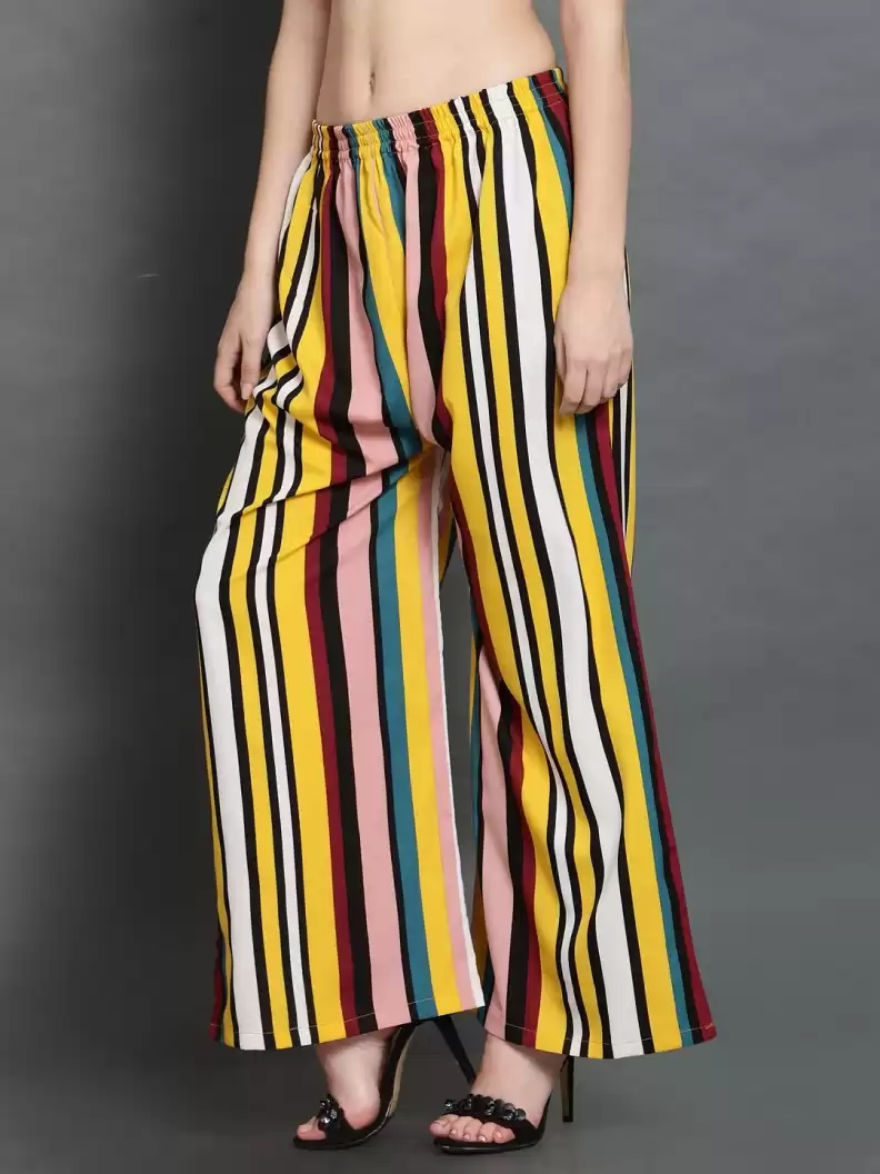 Stacked Flame Regular Fit Women Multicolor Crepe Trousers