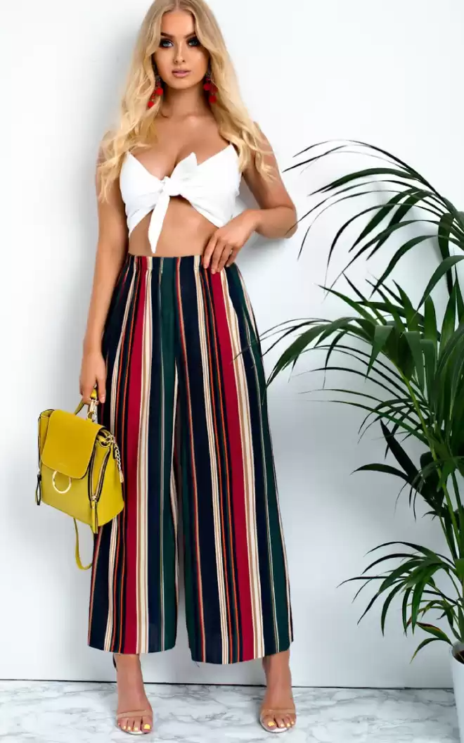 Stacked Flame Regular Fit Women Multicolor Crepe Trousers