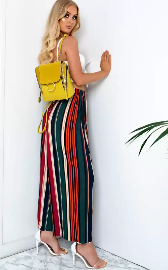 Stacked Flame Regular Fit Women Multicolor Crepe Trousers