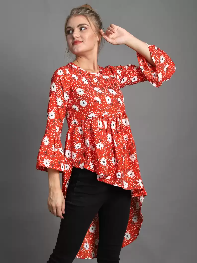 TANDUL  Casual Bell Sleeves Printed Women Multicolor Top