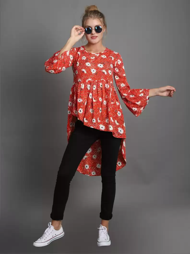 TANDUL  Casual Bell Sleeves Printed Women Multicolor Top