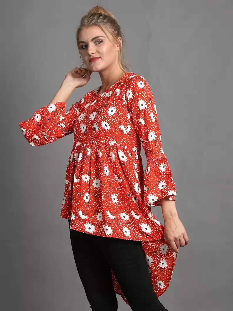 TANDUL  Casual Bell Sleeves Printed Women Multicolor Top