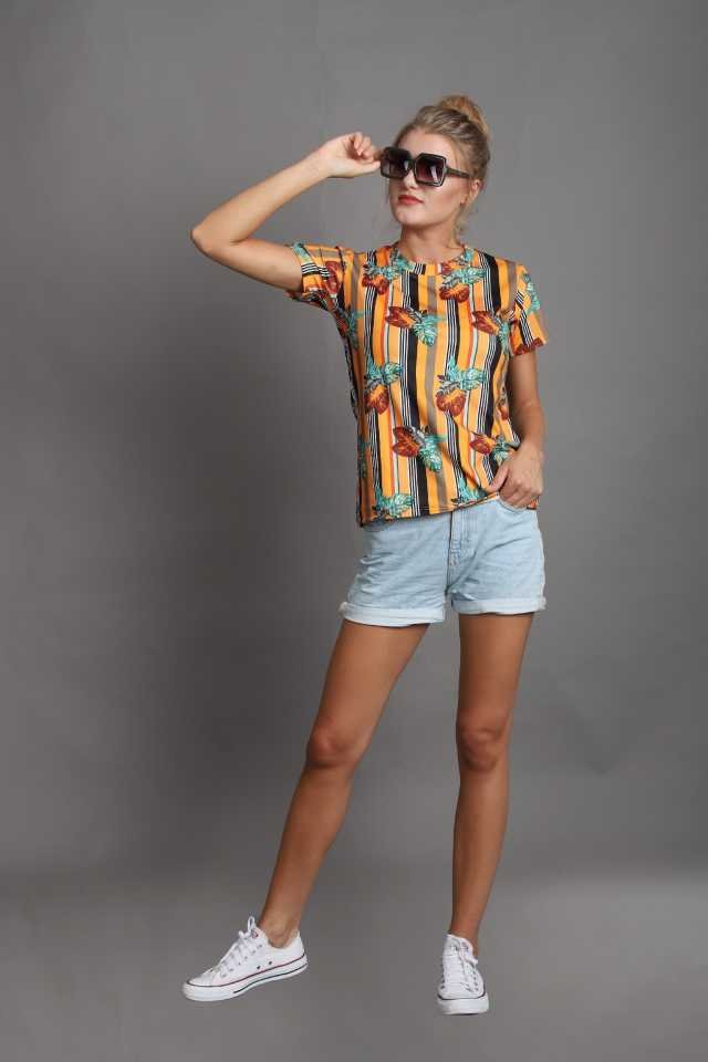 TANDUL  Printed Women Round Neck Multicolor T-Shirt