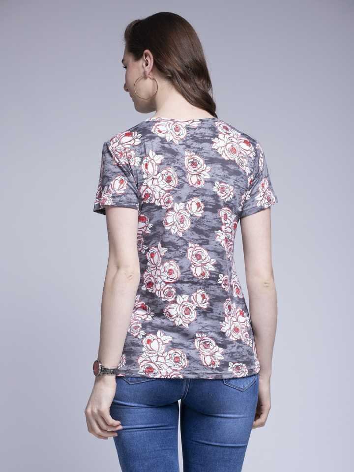 TANDUL  Printed Women Round Neck Multicolor T-Shirt