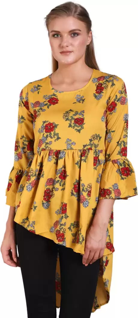 TANDUL  Casual Bell Sleeves Floral Print Women Multicolor Top