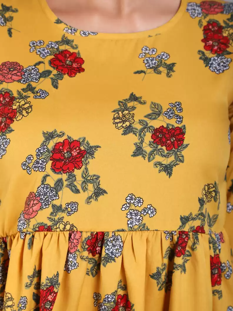 TANDUL  Casual Bell Sleeves Floral Print Women Multicolor Top