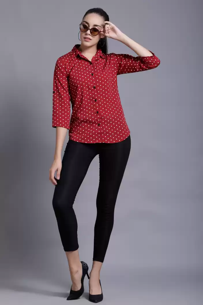 Stacked Flame Women Regular Fit Printed Formal Shirt