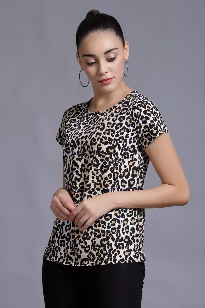 TANDUL  Casual Regular Sleeves Animal Print Women Multicolor Top