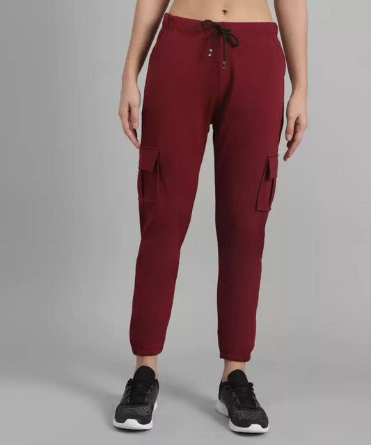 Stacked Flame Regular Fit Women Maroon Lycra Blend Trousers