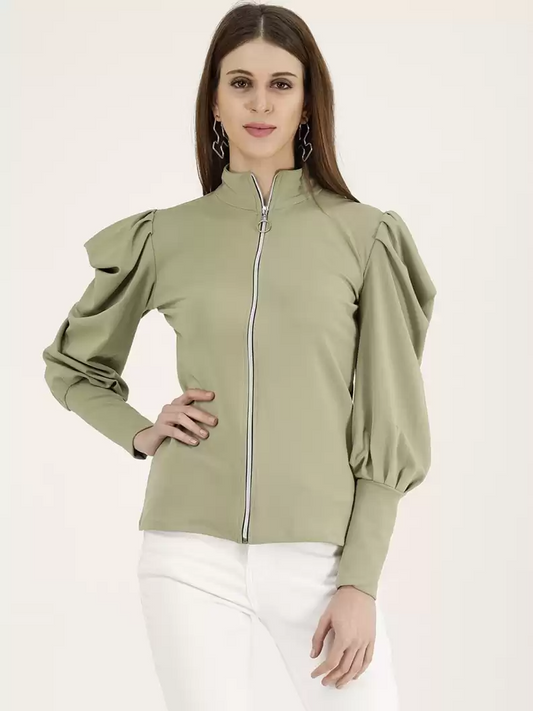 TANDUL  Casual Regular Sleeves Solid Women Light Green Top