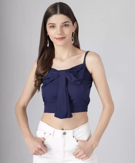 Casual Sleeveless Solid Women Blue Top