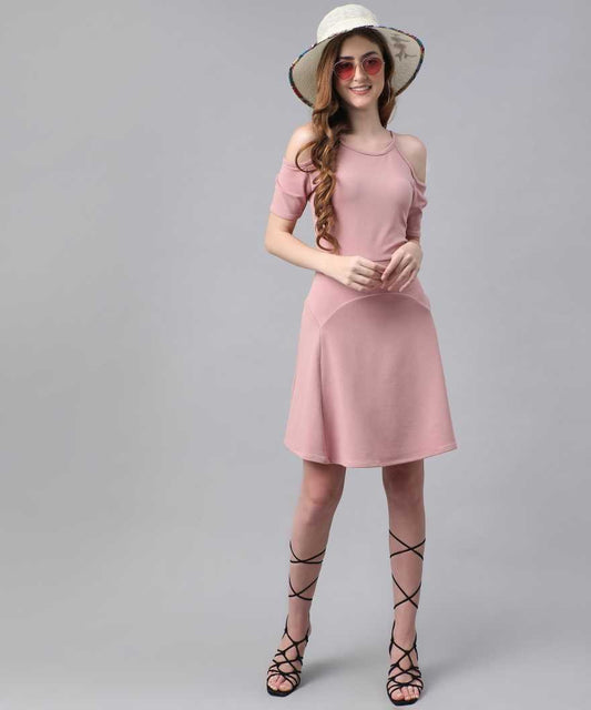 Women Fit and Flare Pink Dress