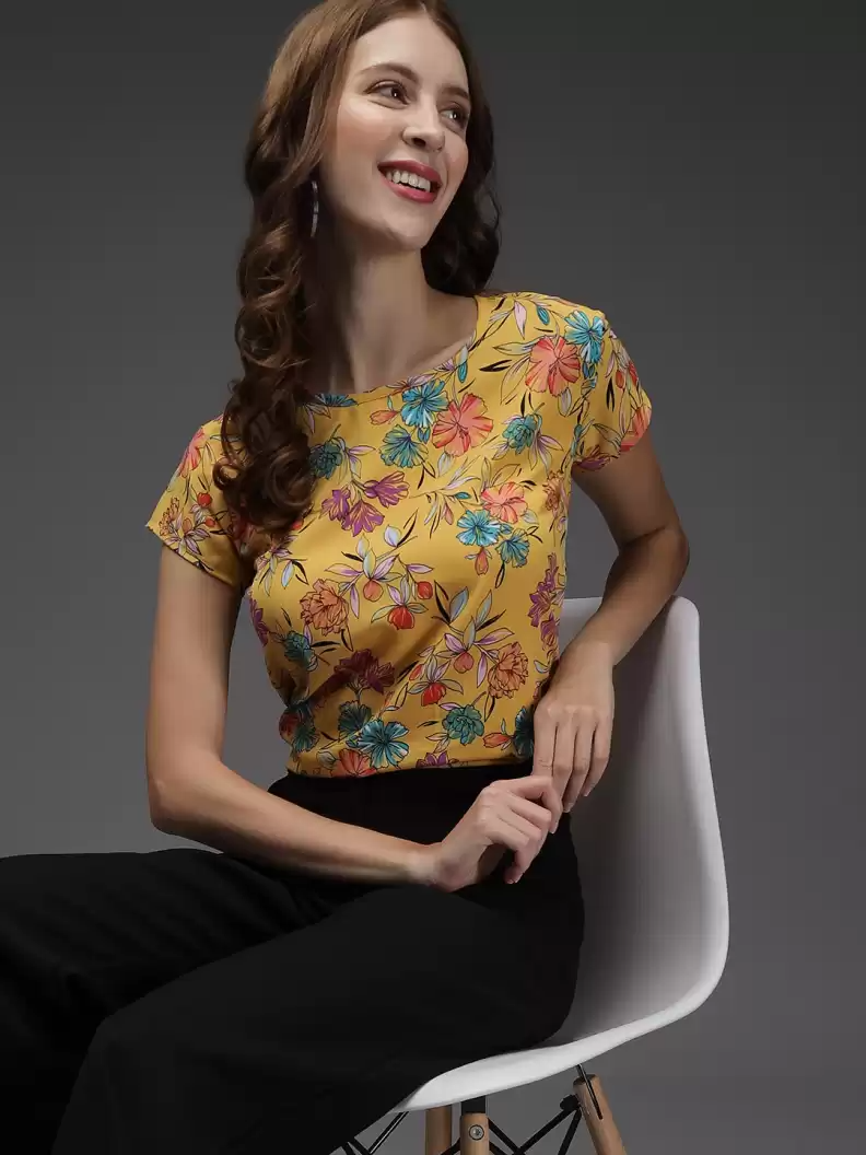 TANDUL  Casual Regular Sleeves Floral Print Women Multicolor Top