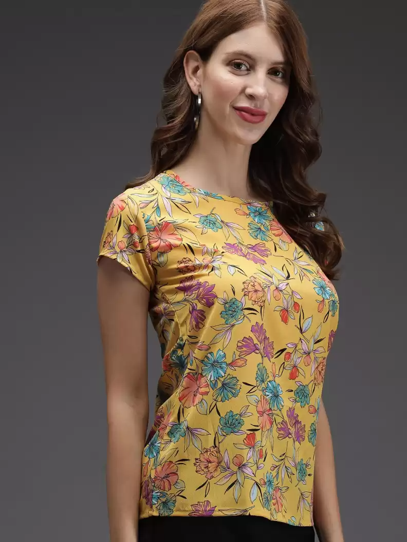 TANDUL  Casual Regular Sleeves Floral Print Women Multicolor Top