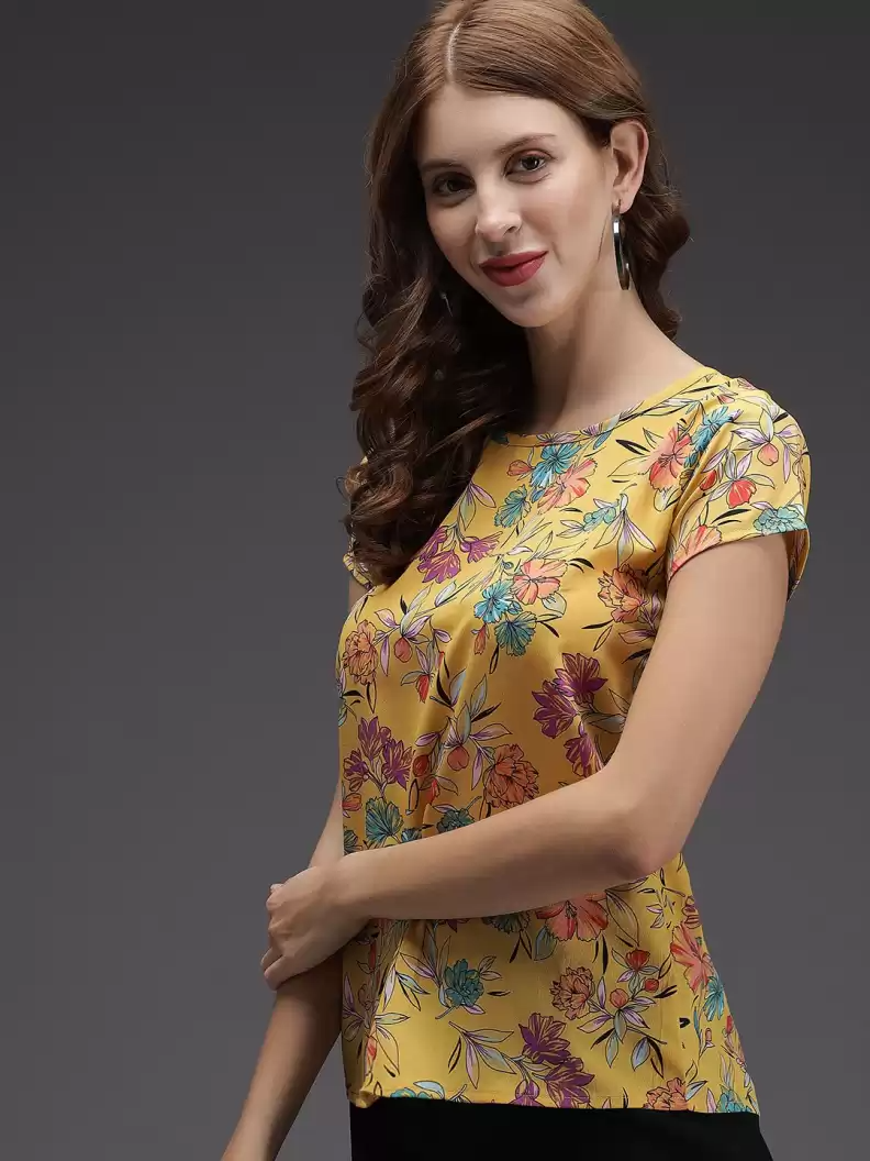 TANDUL  Casual Regular Sleeves Floral Print Women Multicolor Top